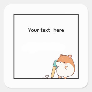 Adesivo Quadrado Hamster, tema de hamster fofo