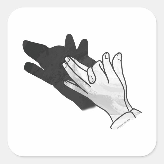 Adesivo Quadrado Hand Silhouette Wolf (Frente)