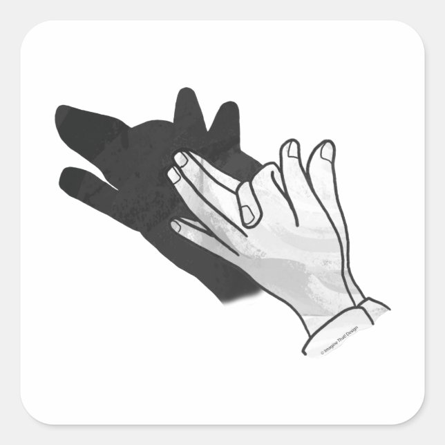 Adesivo Quadrado Hand Silhouette Wolf (Frente)