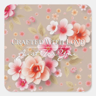 Adesivo Quadrado Handmade Thank You Stickers • Cute Order Packaging