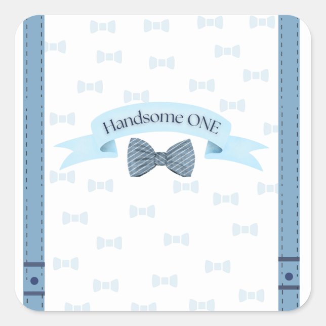 Adesivo Quadrado Handsome One First Birthday Stickers (Frente)
