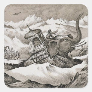 Adesivo Quadrado Hannibal (247-c.183 BC) e seus elefantes de guerra