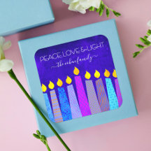 Hanukkah Bold Candles Blue Peace Love Light