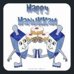 Adesivo Quadrado Hanukkah Dancing Dreidels e Jelly Doughnut<br><div class="desc">Você está vendo The Lee Hiller Designs Collection of Home and Office Decor,  Roupa,  Gifts and Coleções. As Designs incluem Lee Hiller Photoographic e Mixed Media Digital Art Collection. Você pode ver sua fotografia da Nature em http://HikeOurPlanet.com/ e seguir seu blog de caminhada no Hot Primavera National Park.</div>