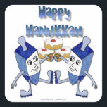 Adesivo Quadrado Hanukkah Dancing Dreidels e Jelly Doughnut<br><div class="desc">Você está vendo The Lee Hiller Designs Collection of Home and Office Decor,  Roupa,  Gifts and Coleções. As Designs incluem Lee Hiller Photoographic e Mixed Media Digital Art Collection. Você pode ver sua fotografia da Nature em http://HikeOurPlanet.com/ e seguir seu blog de caminhada no Hot Primavera National Park.</div>