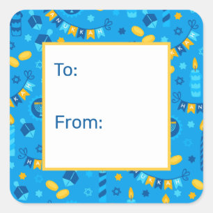 Adesivo Quadrado Hanukkah Dreidels Para De