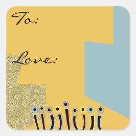 Adesivo Quadrado Hanukkah Happy Dancing Candles