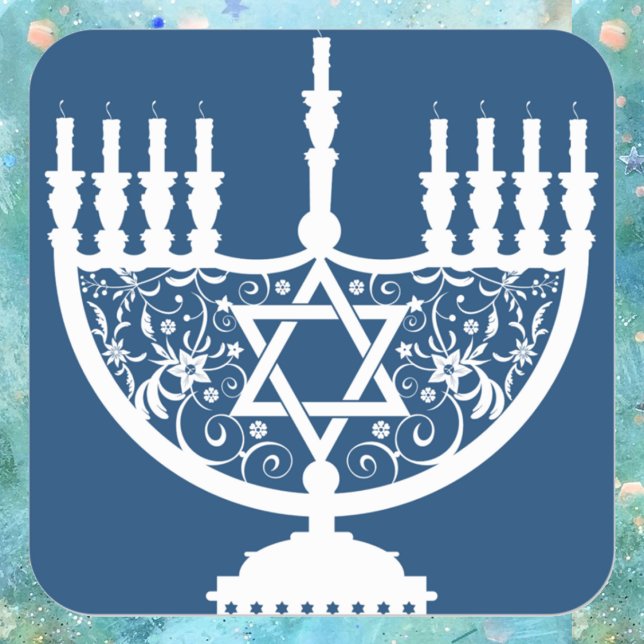 Adesivo Quadrado Hanukkah Menorah (Criador carregado)