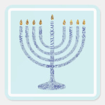 Hanukkah Menorah Typografia Stickers