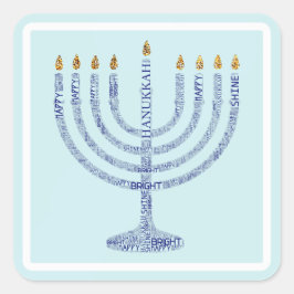 Adesivo Quadrado Hanukkah Menorah Typografia Stickers