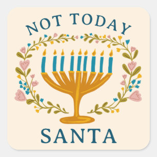 ADESIVO QUADRADO HANUKKAH NÃO PAPAI NOEL HOJE FELIZMENTE ROUPADO PE