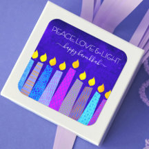 Hanukkah Peace Love Chic Boho Patterles Blue