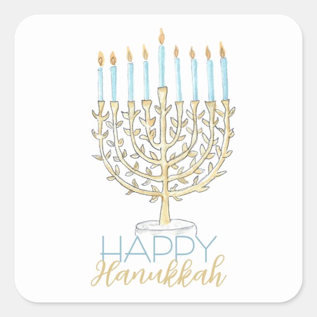 Adesivo Quadrado Hanukkah Sticker (Frente)
