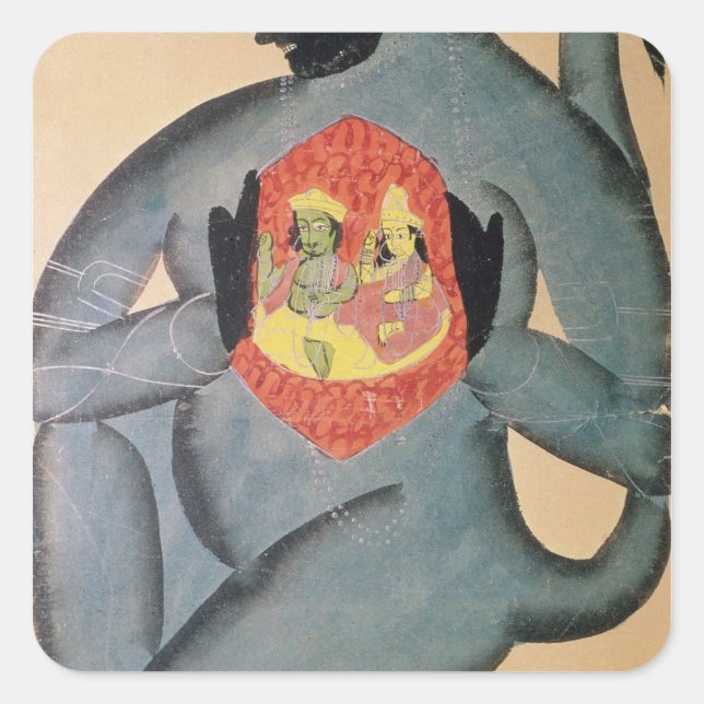 Adesivo Quadrado Hanuman revelando Rama e Sita (Frente)