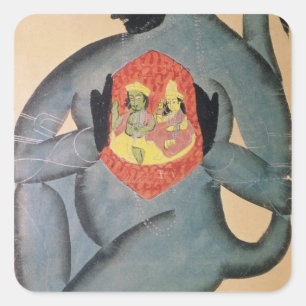 Adesivo Quadrado Hanuman revelando Rama e Sita