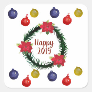 Adesivo Quadrado Happy 2019 Sticker
