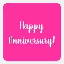Happy Anniversary Hot Pink White Typography
