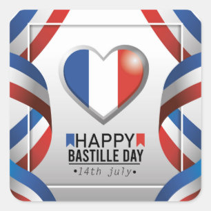 Adesivo Quadrado Happy Bastille Day - 14th July