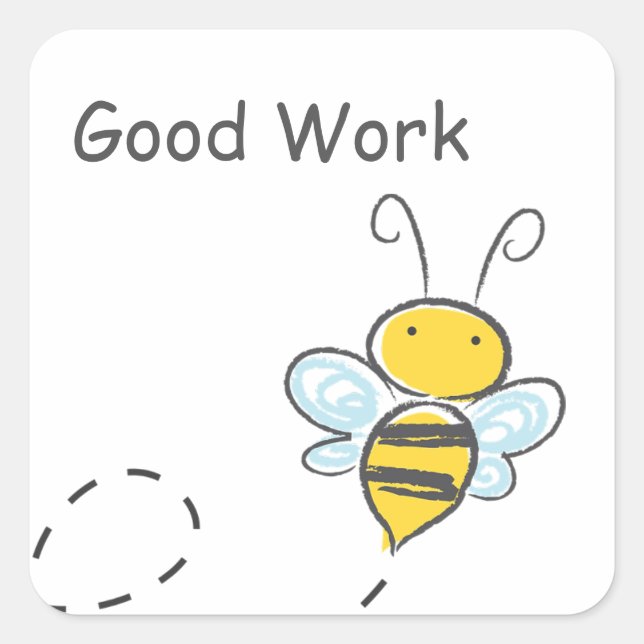Adesivo Quadrado Happy Bee Good Work (Frente)