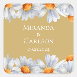 Adesivo Quadrado Happy Daisy Wedding Square Sticker