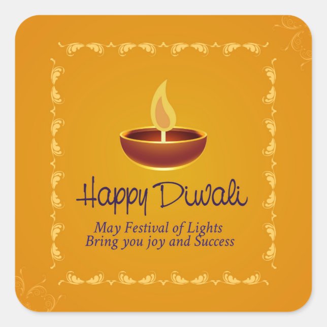 Adesivo Quadrado Happy Diwali (Frente)
