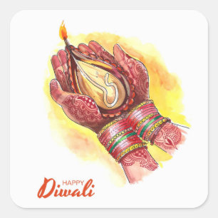 Adesivo Quadrado Happy Diwali