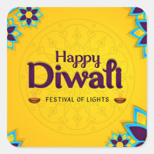 Adesivo Quadrado Happy Diwali Enevelope Seal