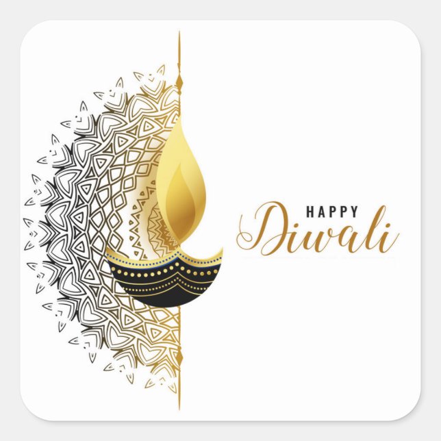 Adesivo Quadrado Happy Diwali Square Sticker (Frente)