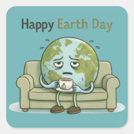 Adesivo Quadrado Happy Earth Day 