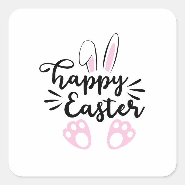 Adesivo Quadrado Happy Easter (Frente)