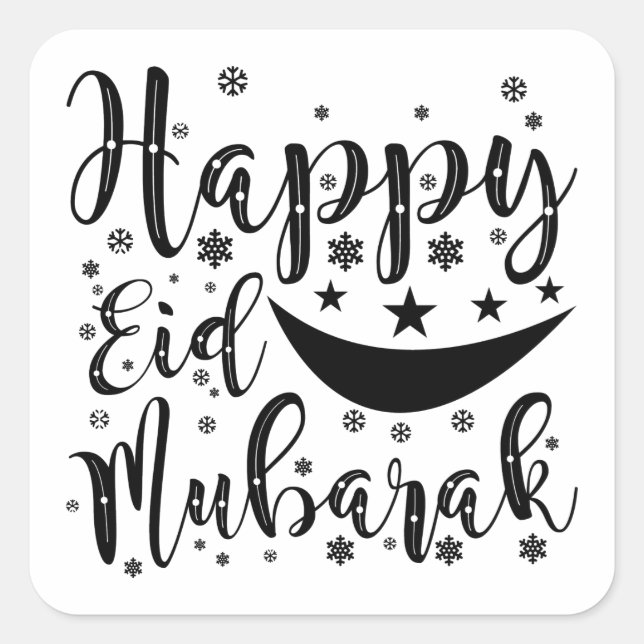 Adesivo Quadrado Happy Eid Mubarak T-Shirt (Frente)