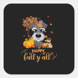 Adesivo Quadrado happy fall yall schnauzer dog thanksgiving