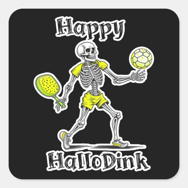Adesivo Quadrado Happy Hallodink | Trocadilhos de Halloween e de Pi (Frente)