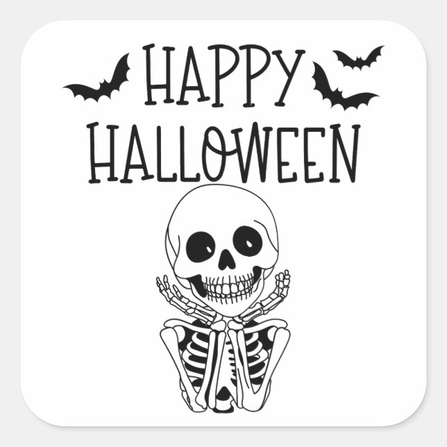 Adesivo Quadrado Happy Halloween Autocollant (Frente)