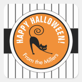 Adesivo Quadrado Happy Halloween Black Cat & Stripes ID686