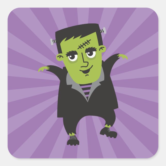 Adesivo Quadrado Happy Halloween Frankenstein Sticker (Frente)