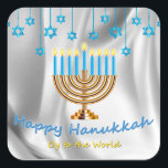 Adesivo Quadrado Happy Hanukkah<br><div class="desc">Oy to the World</div>