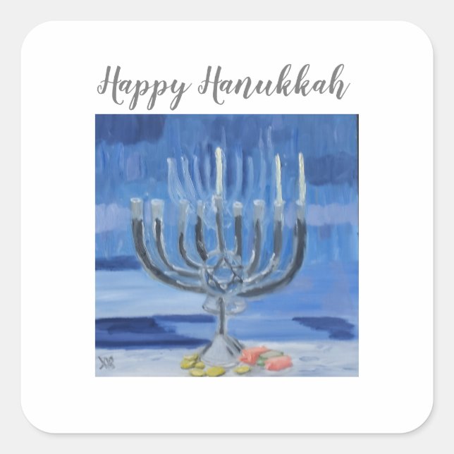 Adesivo Quadrado Happy Hanukkah (Frente)