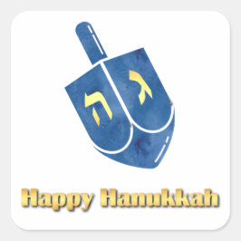 Adesivo Quadrado Happy Hanukkah Dreidel