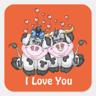 Adesivo Quadrado Happy in Love vacas sticker