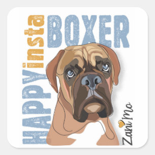 Adesivo Quadrado Happy Insta Boxer - Zani Mo Dog