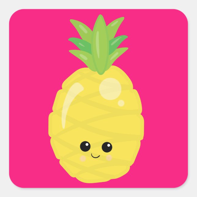Adesivo Quadrado Happy Kawaii Pineapple (Frente)