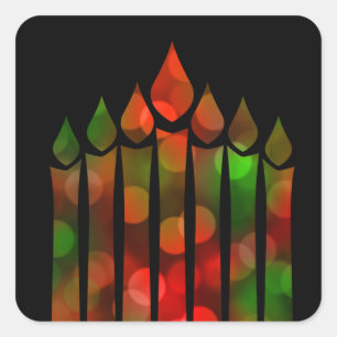 Adesivo Quadrado Happy Kwanzaa Bokeh Kinara