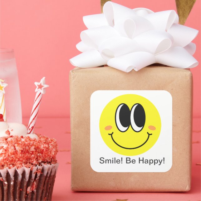 Adesivo Quadrado Happy Mood Smiley Sticker Pack 3"x3" (Festa)