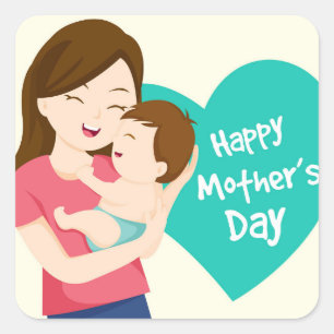 Adesivo Quadrado Happy Mother's Day