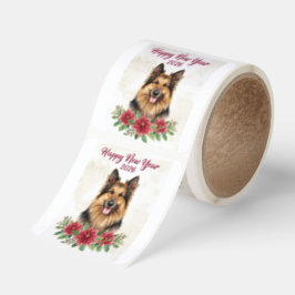 Adesivo Quadrado Happy New Year 2026 Dog Sticker Roll