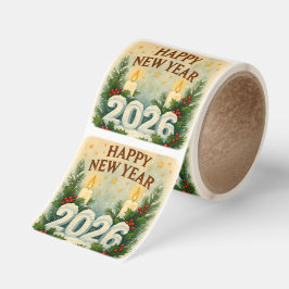 Adesivo Quadrado happy new year 2026 snow look sticker roll