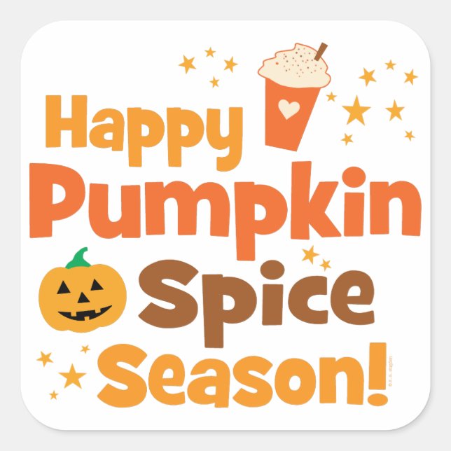 Adesivo Quadrado Happy Pumpkin Spice Season (Frente)