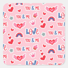 Adesivo Quadrado Happy Valentine’s Day Red Heart Art Romantic Lover