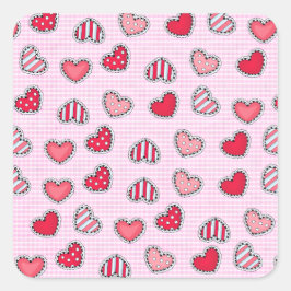 Adesivo Quadrado Happy Valentine’s Day Romantic Red Heart Keepsake